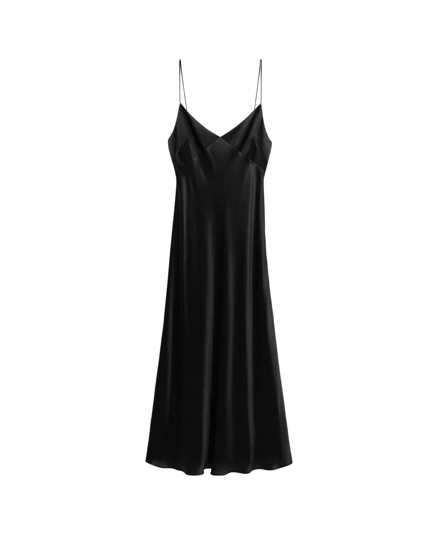 Women's Selection Satin V-Neck Midi Slip Dress