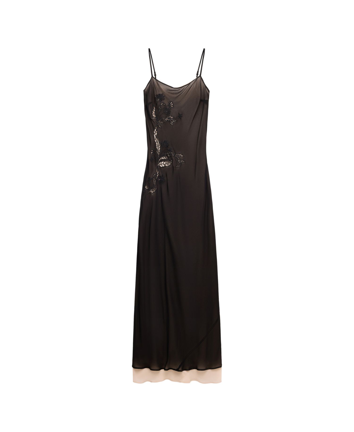 Women's Selection Square Neck Lace Detail Chiffon Slip Dress