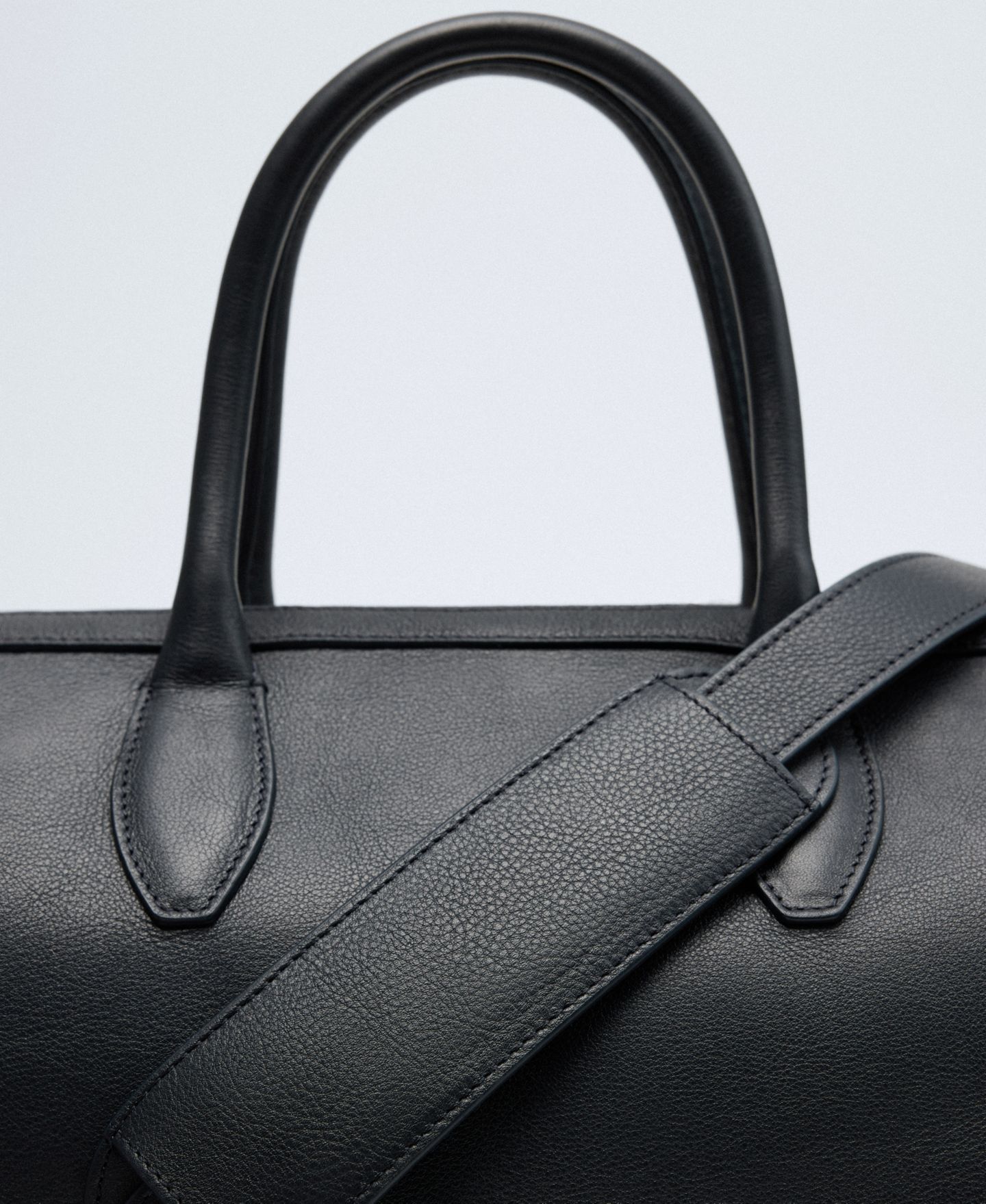 Женская сумка MANGO Selection Double-Handle Leather Work Satchel, цвет: Тёмно-синий — фото 4