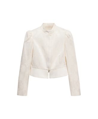 Women's Selection Slim-Fit Jacquard Band-Collar Jacket