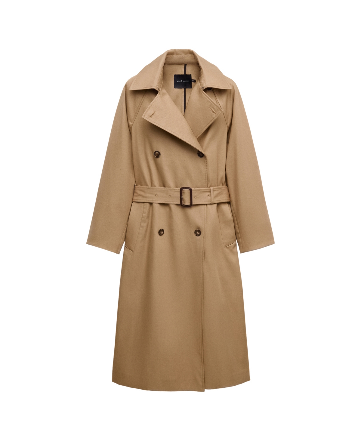 Mango Women's Selection Long Double-Breasted Trench Coat - Beige