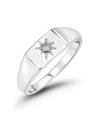 Cubic Zirconia Star Signet Pinky Ring