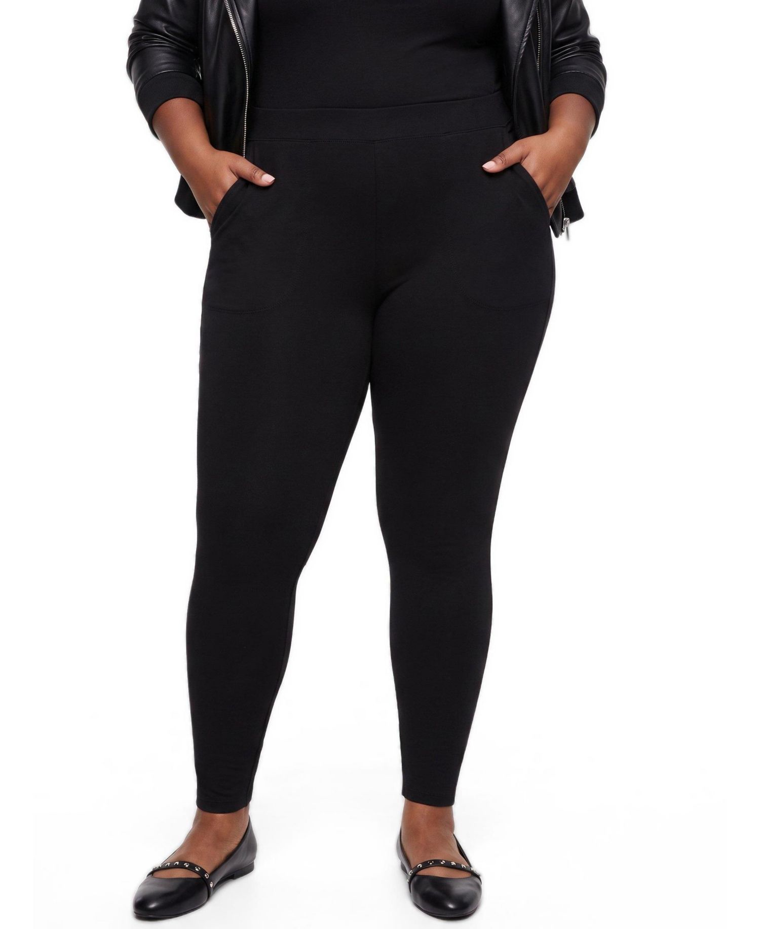 Plus Size Slim Fix High-Rise Compression Cotton-Blend Leggings