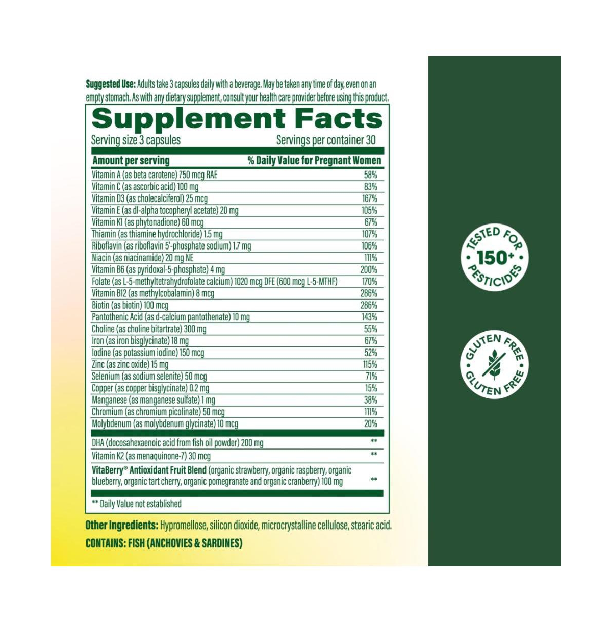 MegaFood Baby and Me 2 Prenatal Multivitamin and Dha, Choline, Methylfolate and Iron, 90 Ct