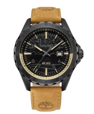 Men's Three-Hand Date Day Pond Leather Watch 45mm