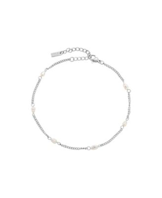 Imitation Pearl Gold-Tone Adjustable Anklet