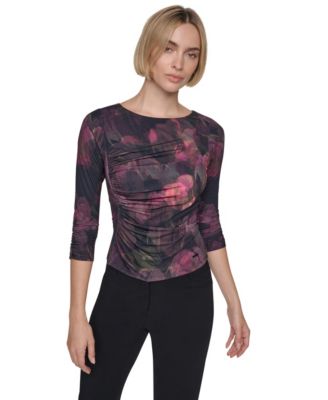 Petite Floral 3/4-Sleeve Blouse