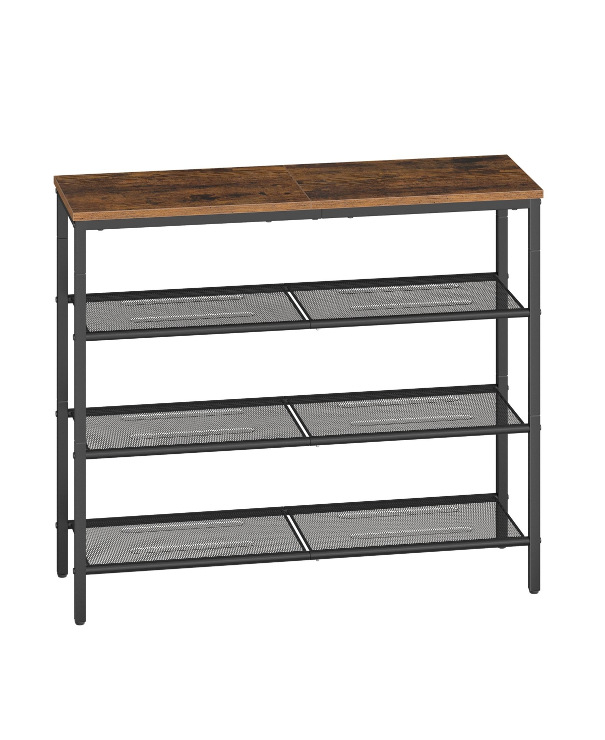 SongmicsHome 4 Tier Industrial Shoe Rack for Entryway, Steel, Particleboard Storage Organizer, 29.5 x 10.8 x 28.5 Inches