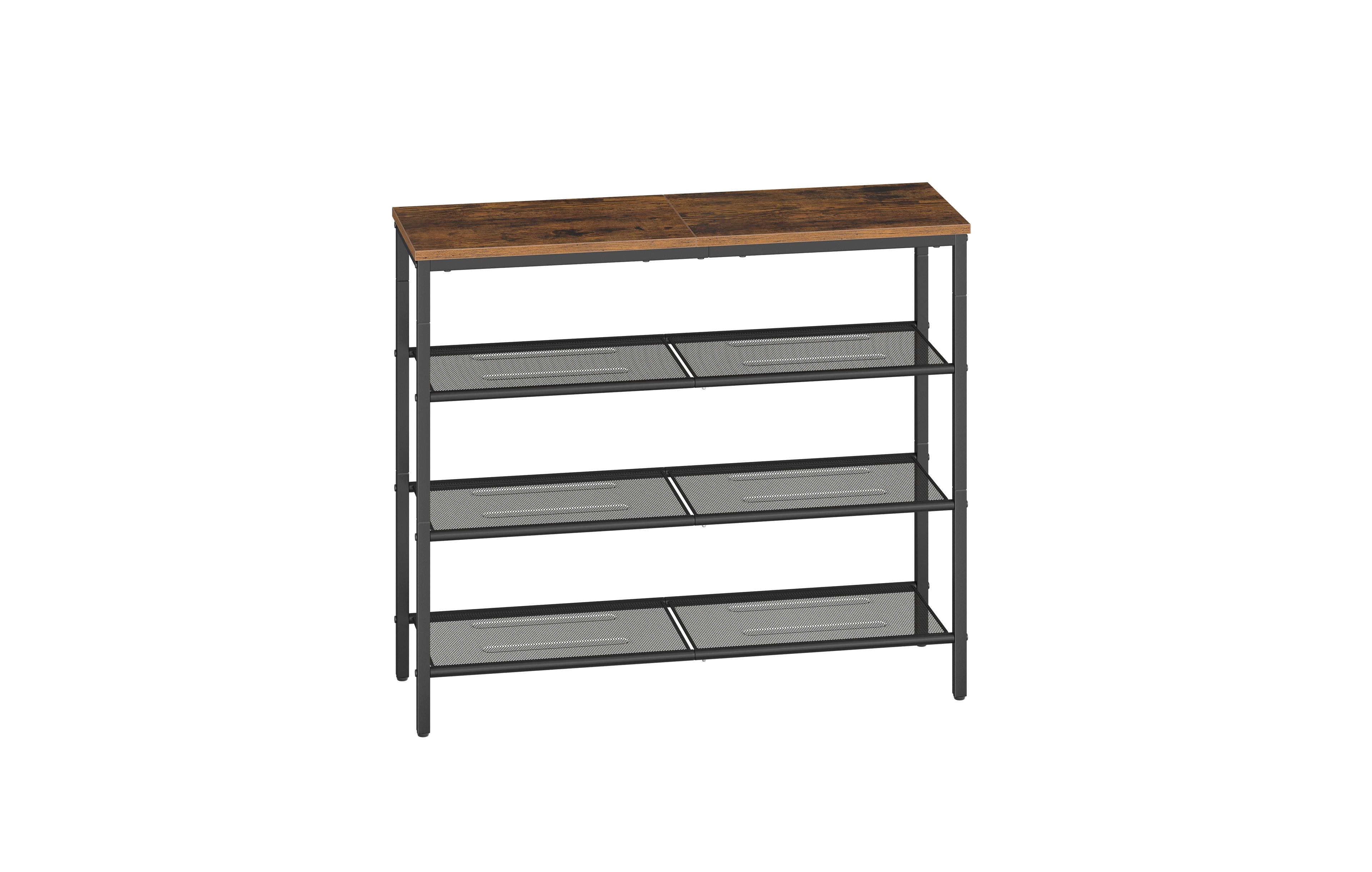 SongmicsHome 4 Tier Industrial Shoe Rack for Entryway, Steel, Particleboard Storage Organizer, 29.5 x 10.8 x 28.5 Inches
