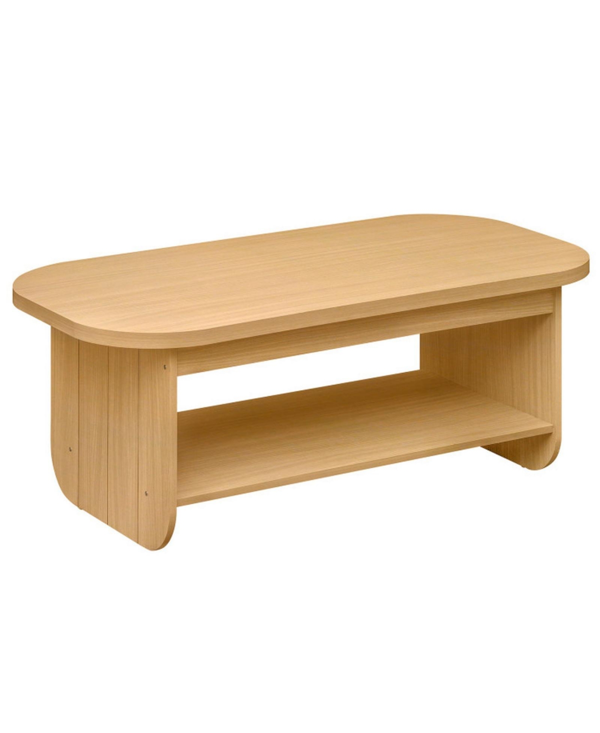 Gouun 47-Inch Oval Coffee Table with a Lower Storage Shelf - Natural