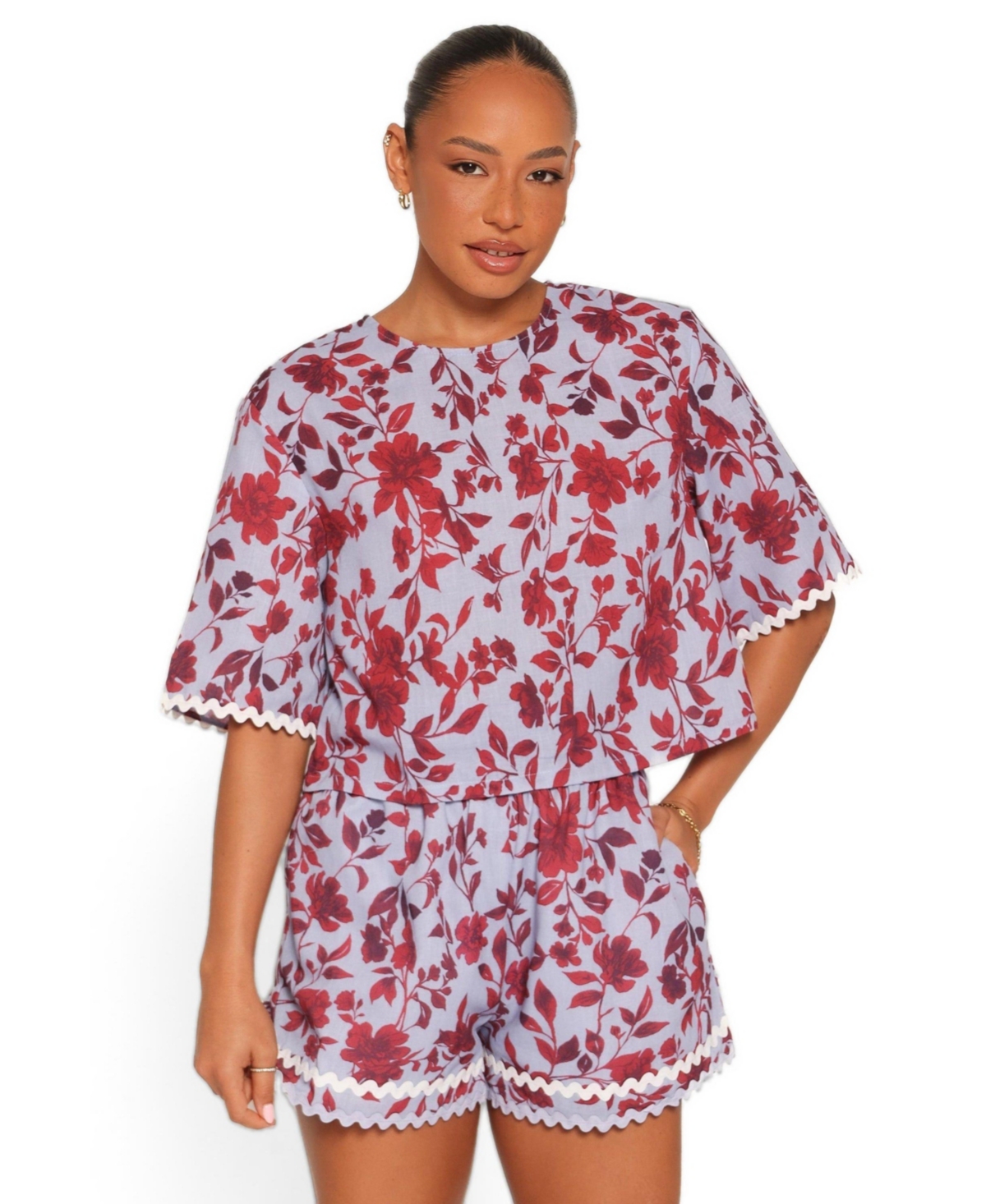 Petal and Pup Women's Hilde High-Waisted Floral Linen-Blend Top Shorts, 2-Piece Set