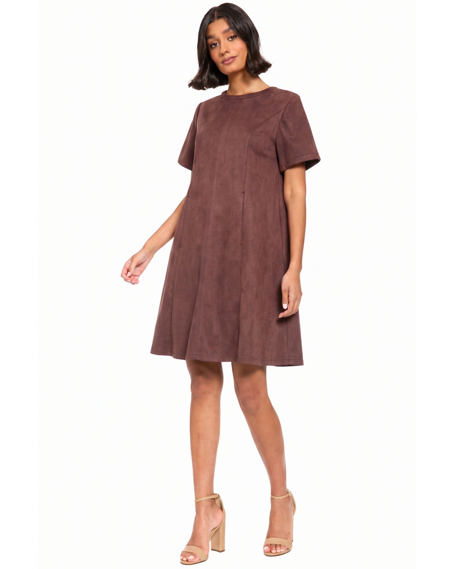 Women's Trapeze Crewneck Short-Sleeve A-Line Dress