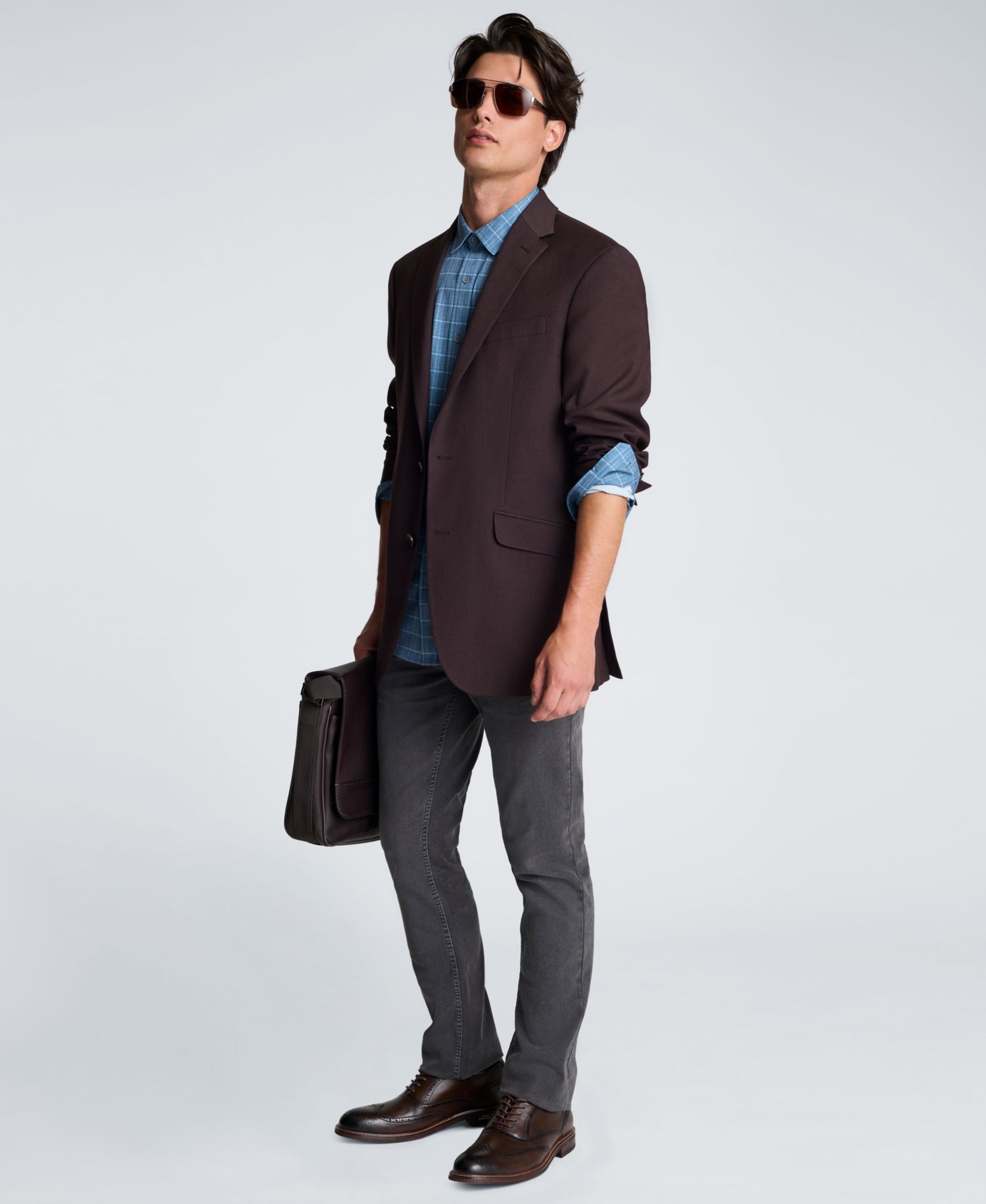Men's Plaid Point Collar Classic-Fit Shirt