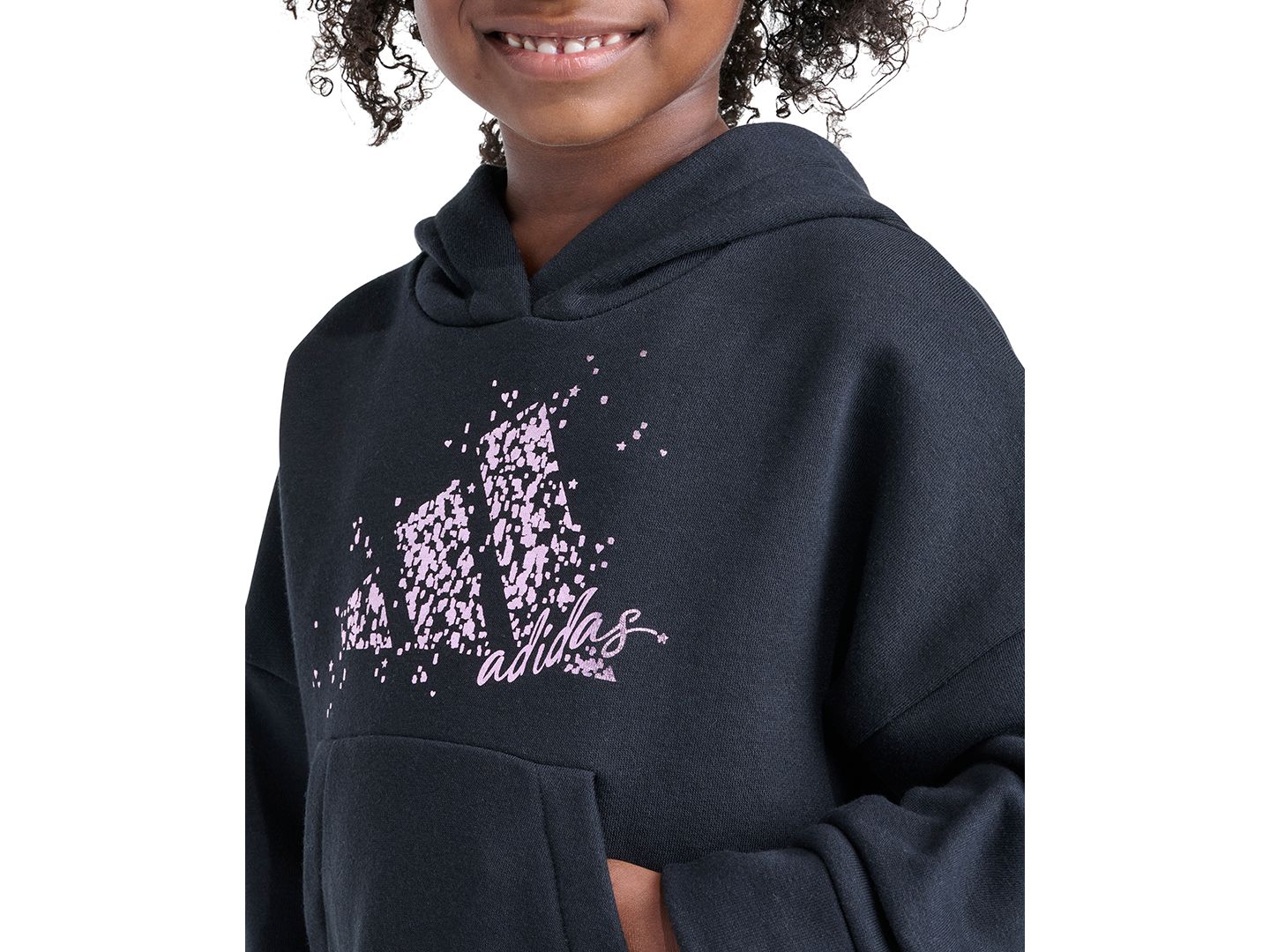 Комплект adidas Hooded Kangaroo-Pocket All-Over-Print Pullover and Leggings, 2-Piece Set для девочек, цвет: Чёрный — фото 3