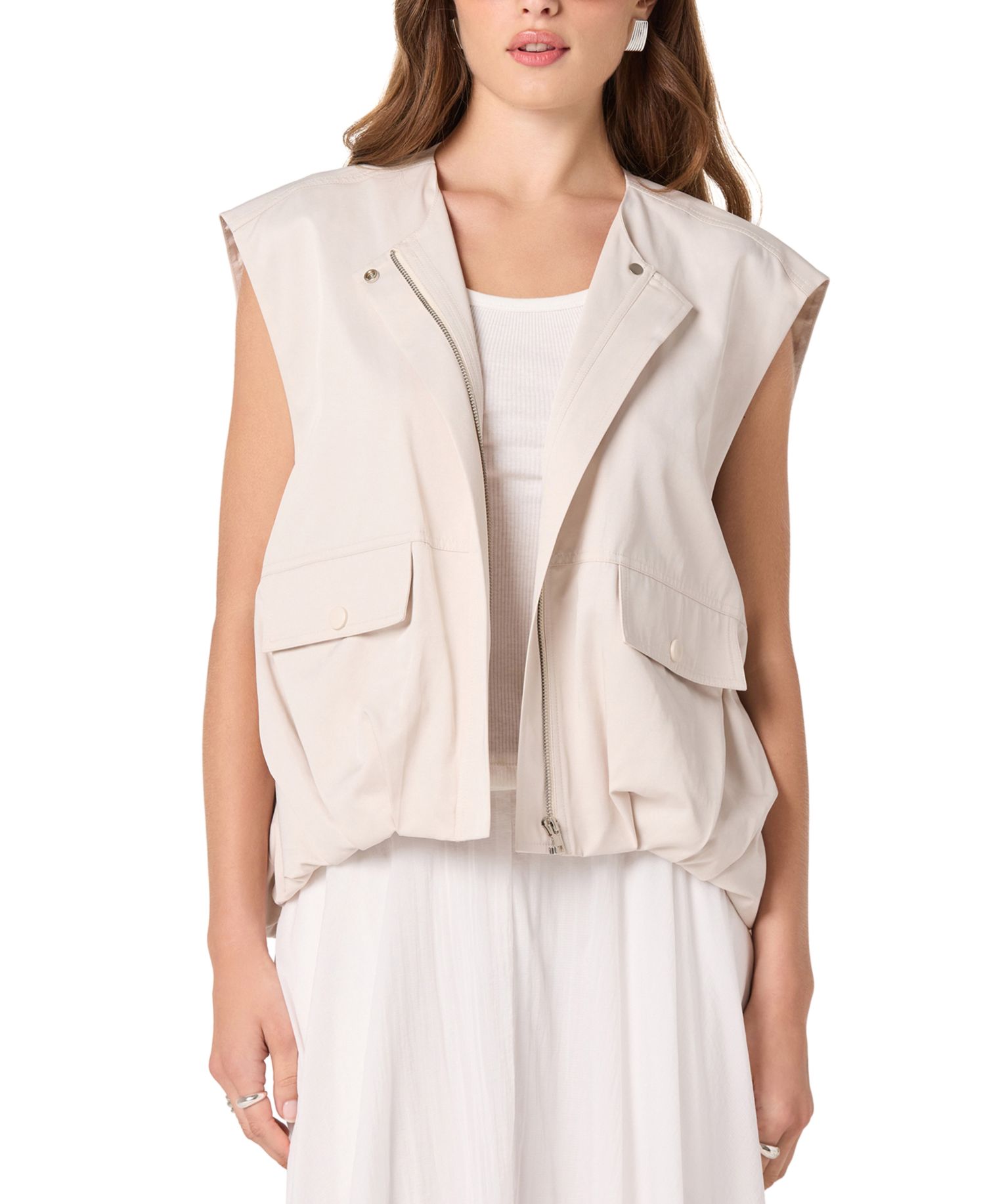 Women's Radley Band Collar Sleeveless Cargo Vest Jacket