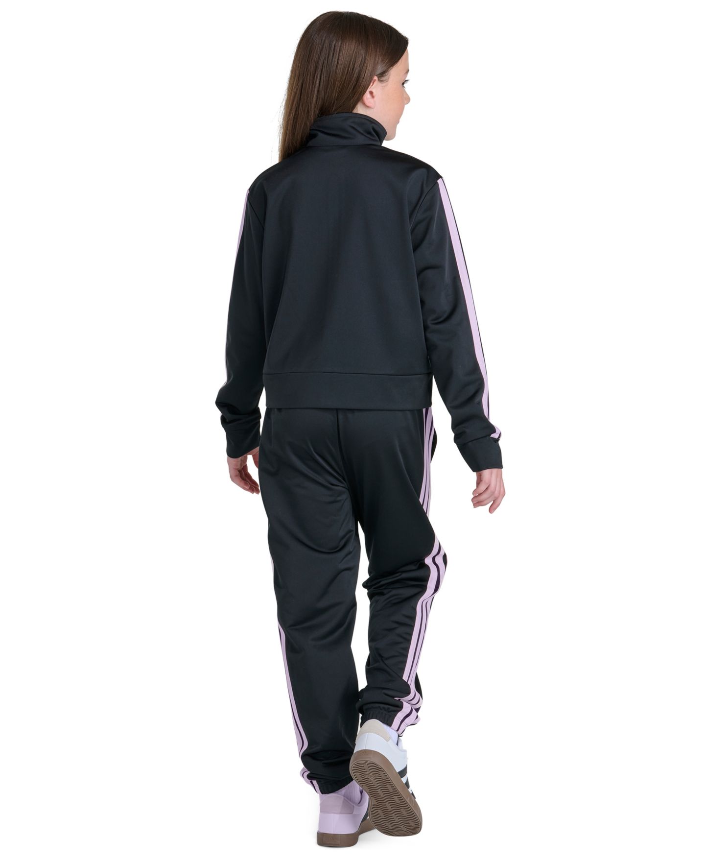 Детский комплект adidas 3-Stripes: куртка на молнии и зауженные брюки, 8-16, цвет: Чёрный / Розовый — фото 5