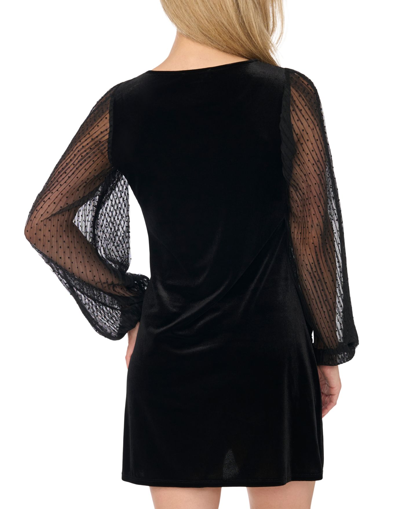 Женское платье MSK Velvet and Chiffon Long-Sleeve Little Black, цвет: Чёрный — фото 5
