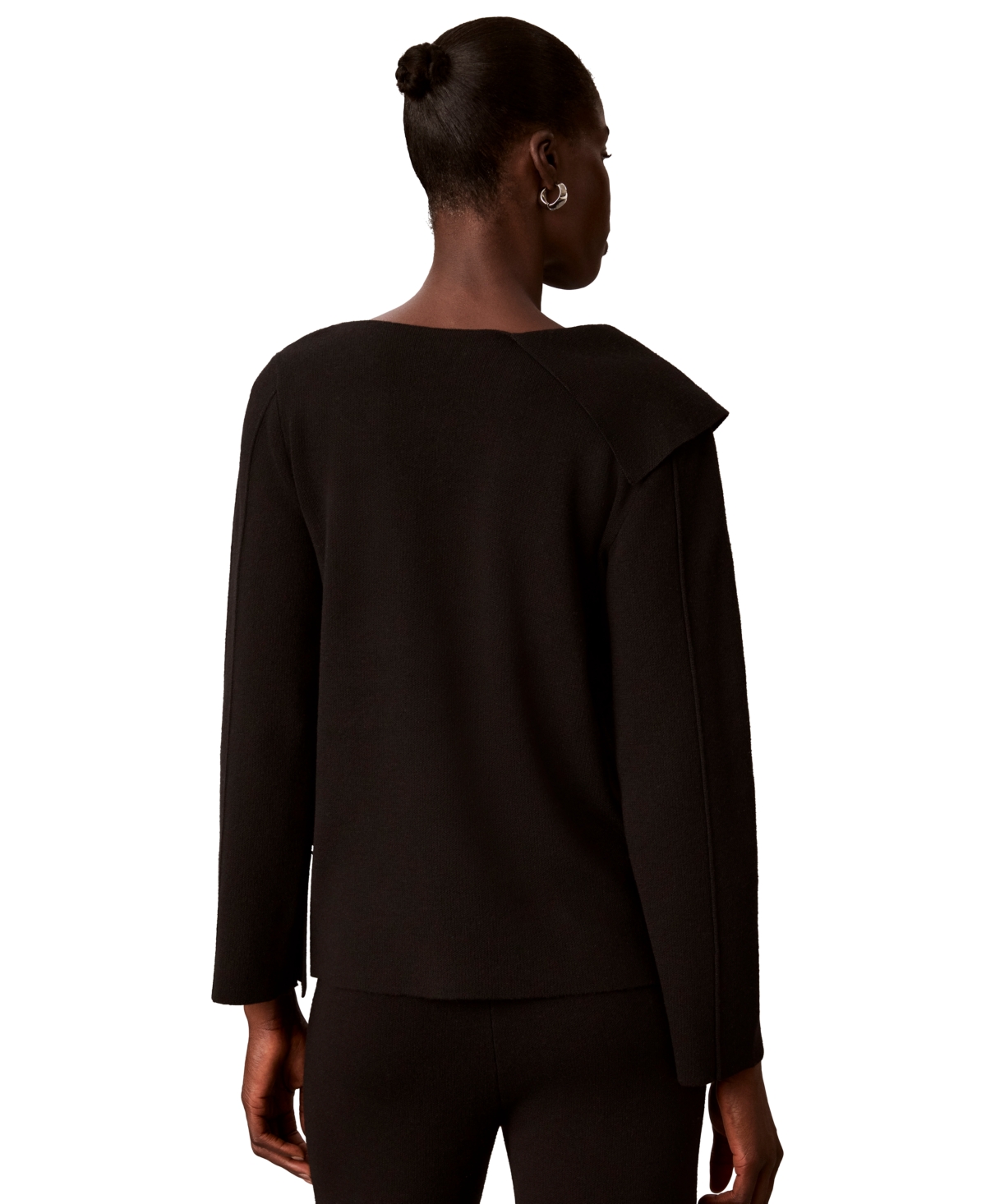Calvin Klein Women's Asymmetrical Drape Boat Neck Long-Sleeve Sweater