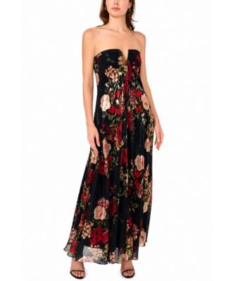 Women's Emerson Floral-Print A-Line Strapless Maxi Dress
