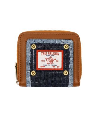 Frayed Edge Zip Around Small Wallet