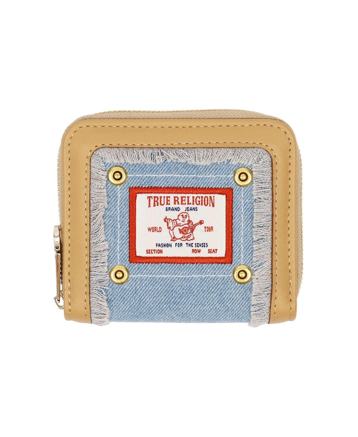 True Religion Frayed Edge Zip Around Small Wallet - Denim