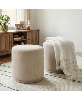 18.5" Swivel Ottoman Footstools Set of 2, Round Accent Stools, 360-Degree Swivel Vanity Stools