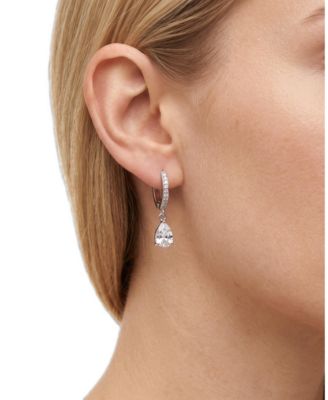 Cultured Freshwater Pearl Cubic Zirconia Teardrop Drop Earrings