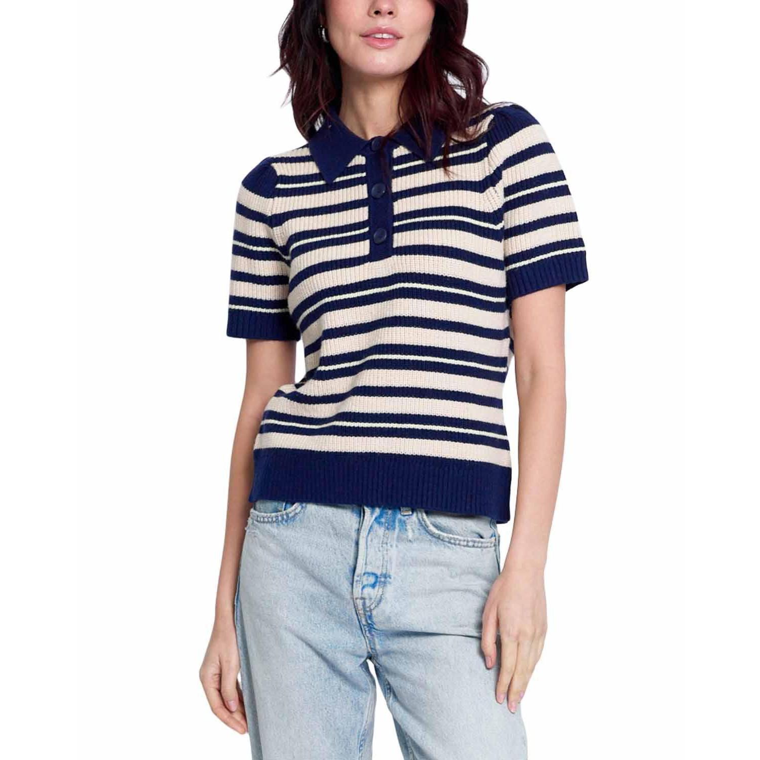 Women's Birch Polo Striped Puff-Sleeve Sweater