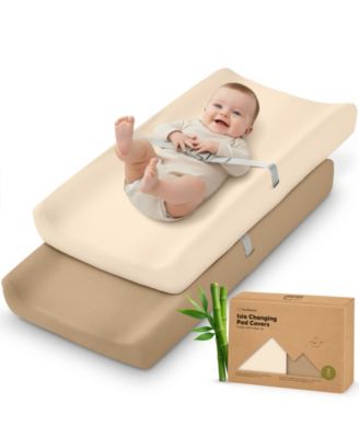 2pk Isla Changing Pad Covers for Girl, Boy, Soft Contoured Diaper Changing Table Pad Cover Sheets Neutral
