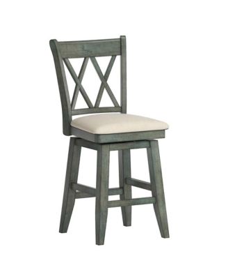 Lea Cross Swivel Counter Stool with Linen Seat