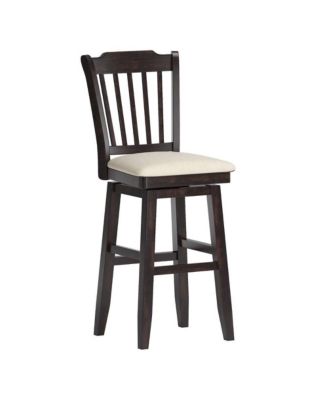 Lea Slat Swivel Bar Stool with Linen Seat