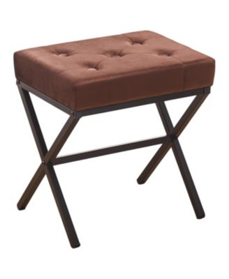  Tufted Ottoman Foot Stool with Metal X Legs for Bedroom