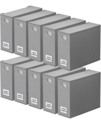 10 Pack Bed Sheet Organizers with Window, Foldable Linen Closet Storage Container for Queen/King Sheet Sets, Duvet and Pillowcases
