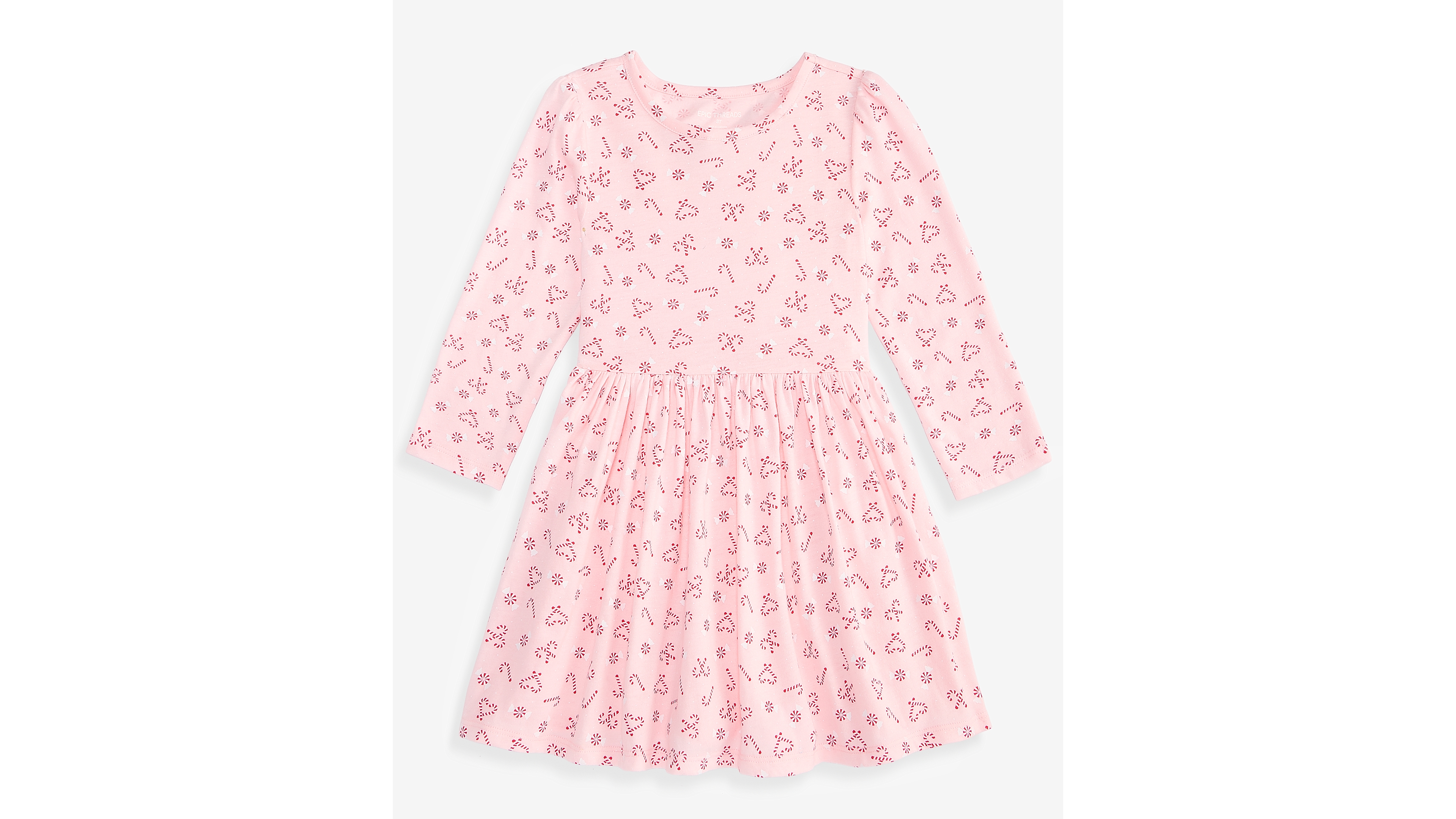 Epic Threads Toddler Girls' 12M-5T Tossed Candy Cane Long-Sleeve Fit & Flare Dress, Macy's Exclusive