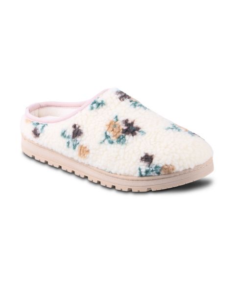 Женские тапочки Isotoner Signature Isotoner Floral Sherpa Indoor/Outdoor Clog Slippers, цвет: Коричневый