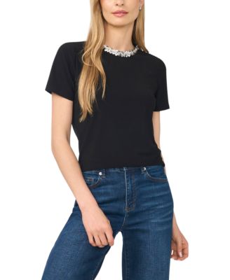 Women's Short-Sleeve Sequin Crewneck T-Shirt