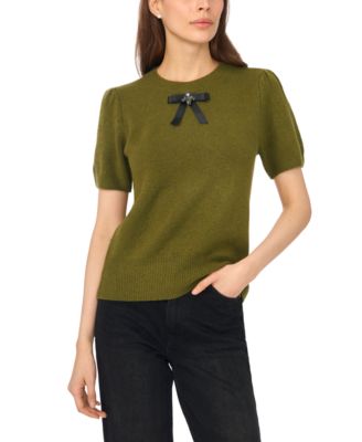 Women's Bow Short-Sleeve Crewneck Sweater