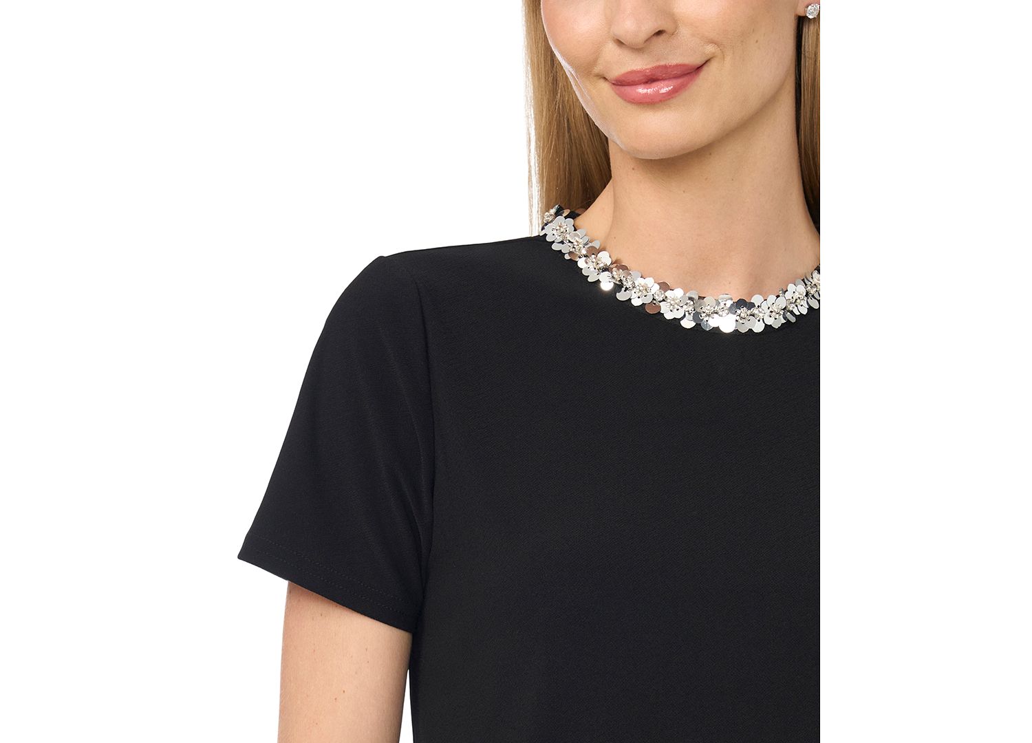 Women's Short-Sleeve Sequin Crewneck T-Shirt