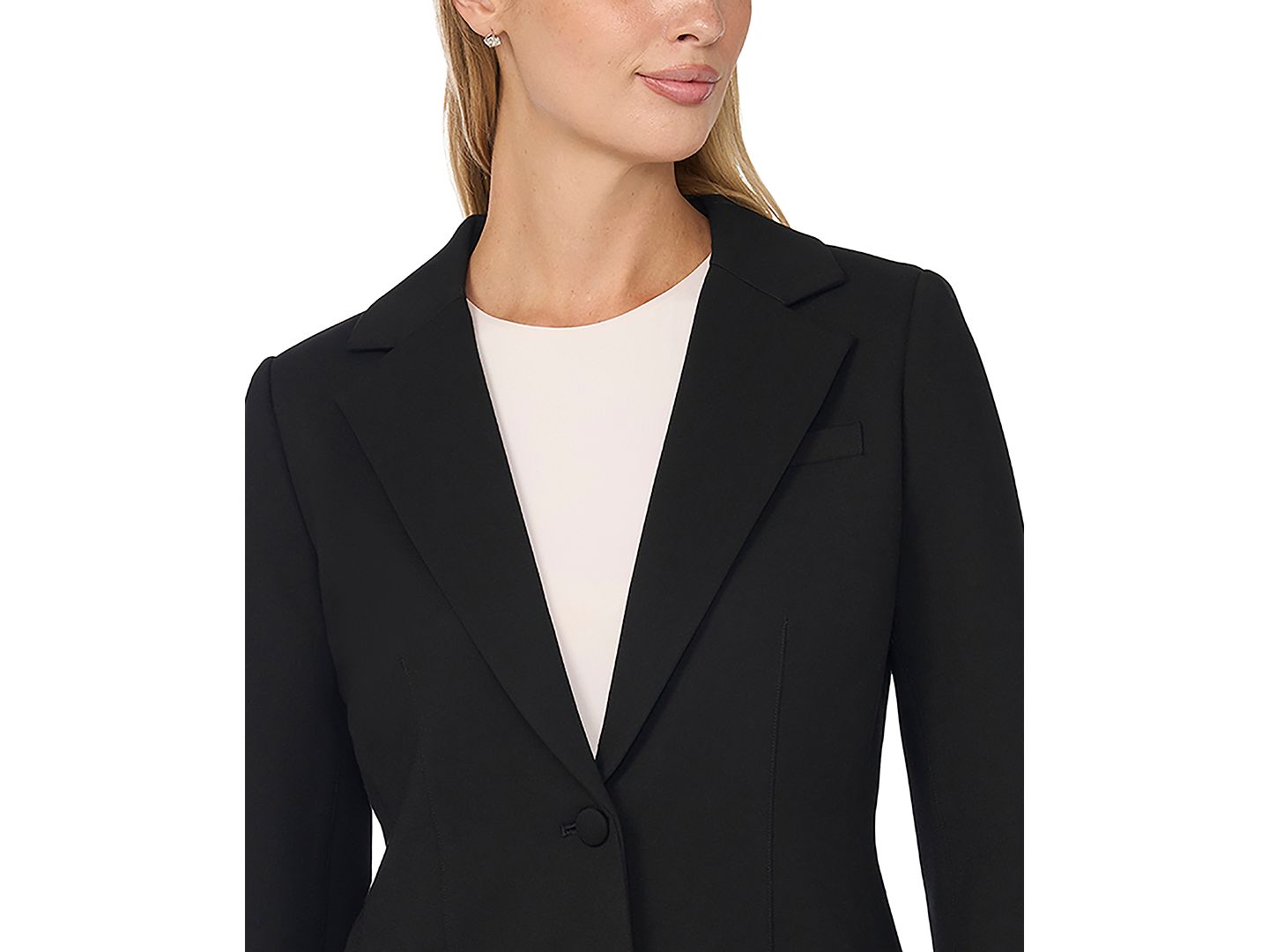 Женский пиджак CeCe Stretch Single-Breasted Blazer With Patch Pockets, цвет: Насыщенный чёрный — фото 3