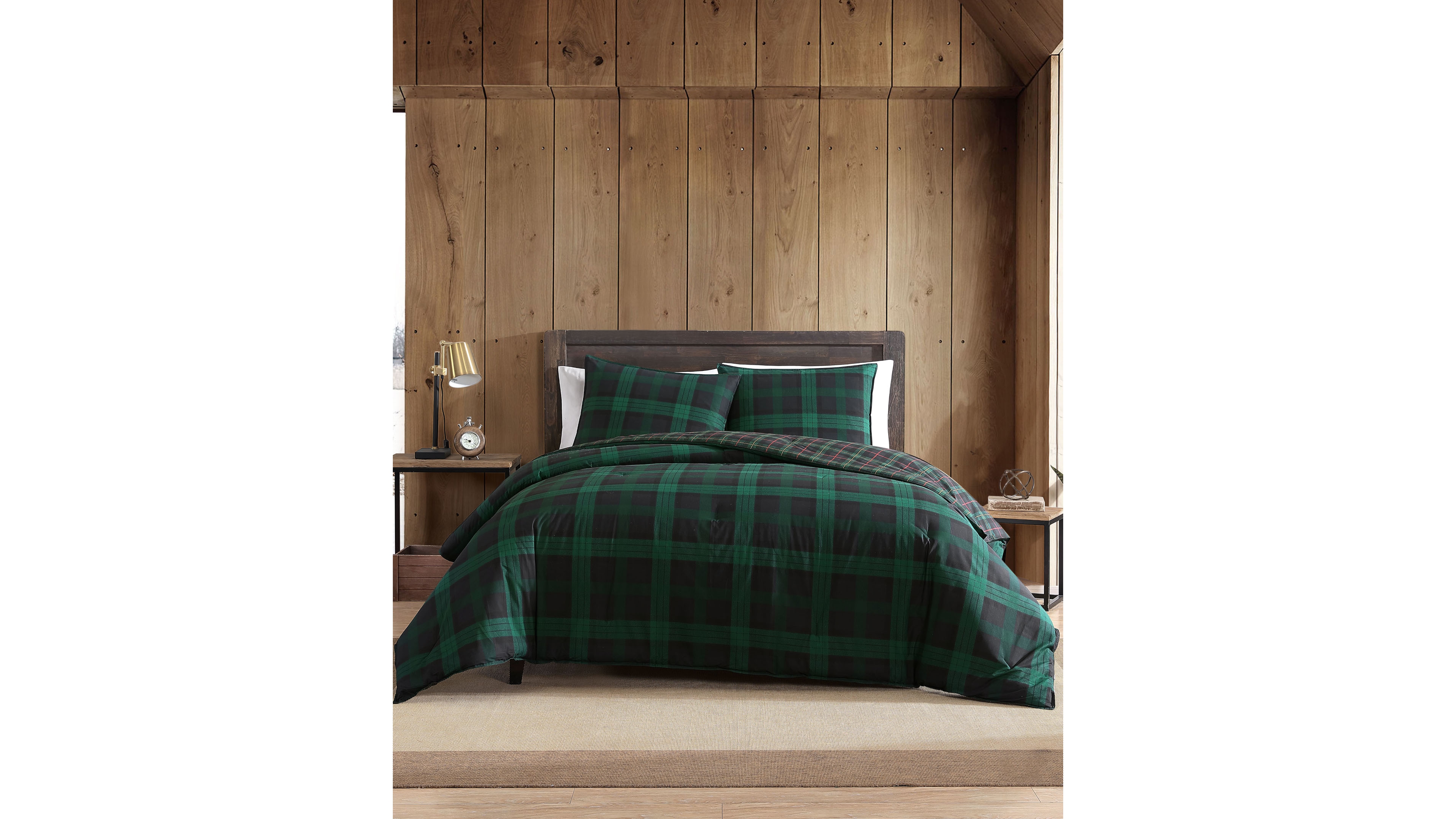 Eddie Bauer Woodland Tartan Green Comforter Set, Full/Queen