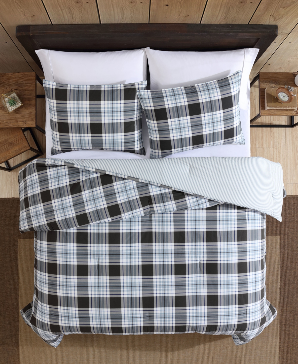 Eddie Bauer Lewis Plaid Atlantic Duvet Cover Set, King