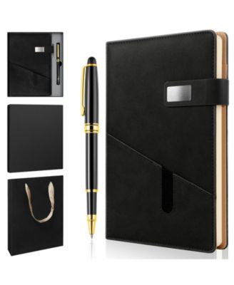 A5 Lined Leather Notebook Pen Set Gift Box Refillable Journal Hardcover Pocket Buckle Travel Diary