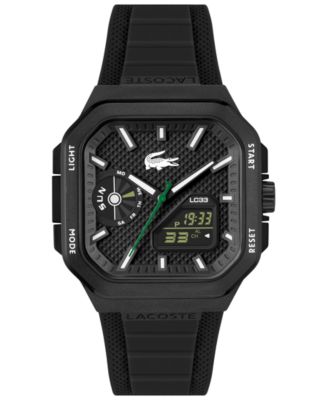 Men's Quartz LC33 Square Analog-Digital Silicone Strap Watch 35mm