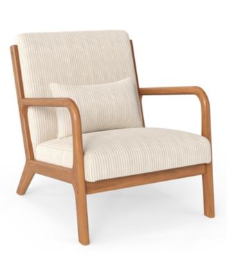 Corduroy Accent Chair with a Lumbar Support Pillow