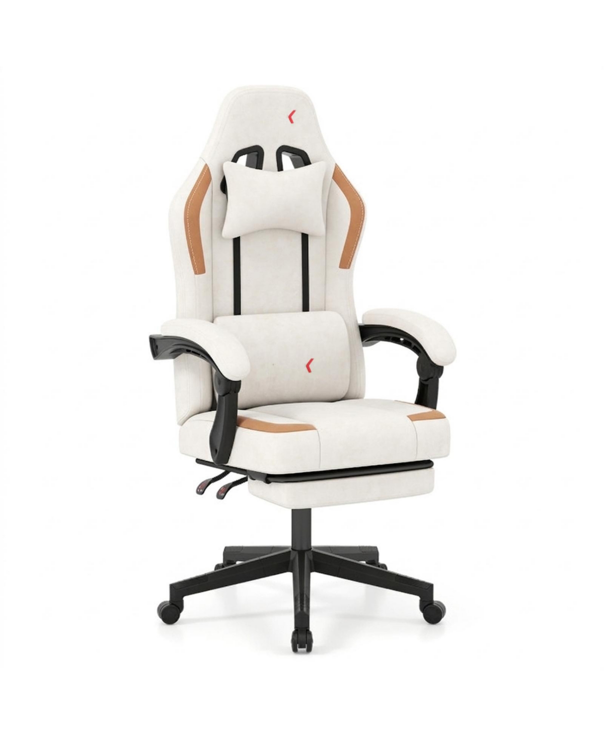 Gouun Ergonomic Video Game Chair with Padded Headrest Lumbar Support and Footrest - Beige