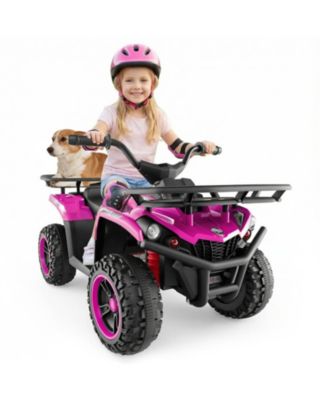 24V Electric Ride on Quad with LED Headlights, Storage Baskets & 2 Speeds, 66 lbs Capacity, Ages 3+