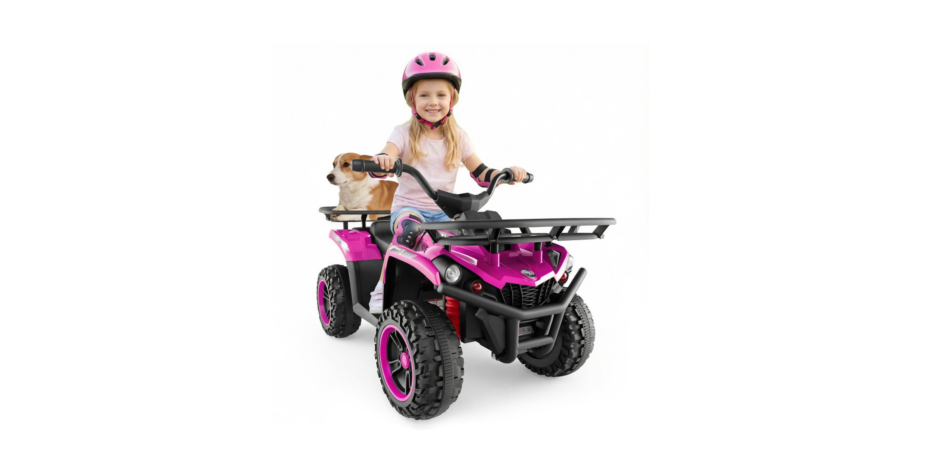Sugift 24V Electric Ride on Quad with Led Headlights, Storage Baskets & 2 Speeds, 66 lbs Capacity, Ages 3+