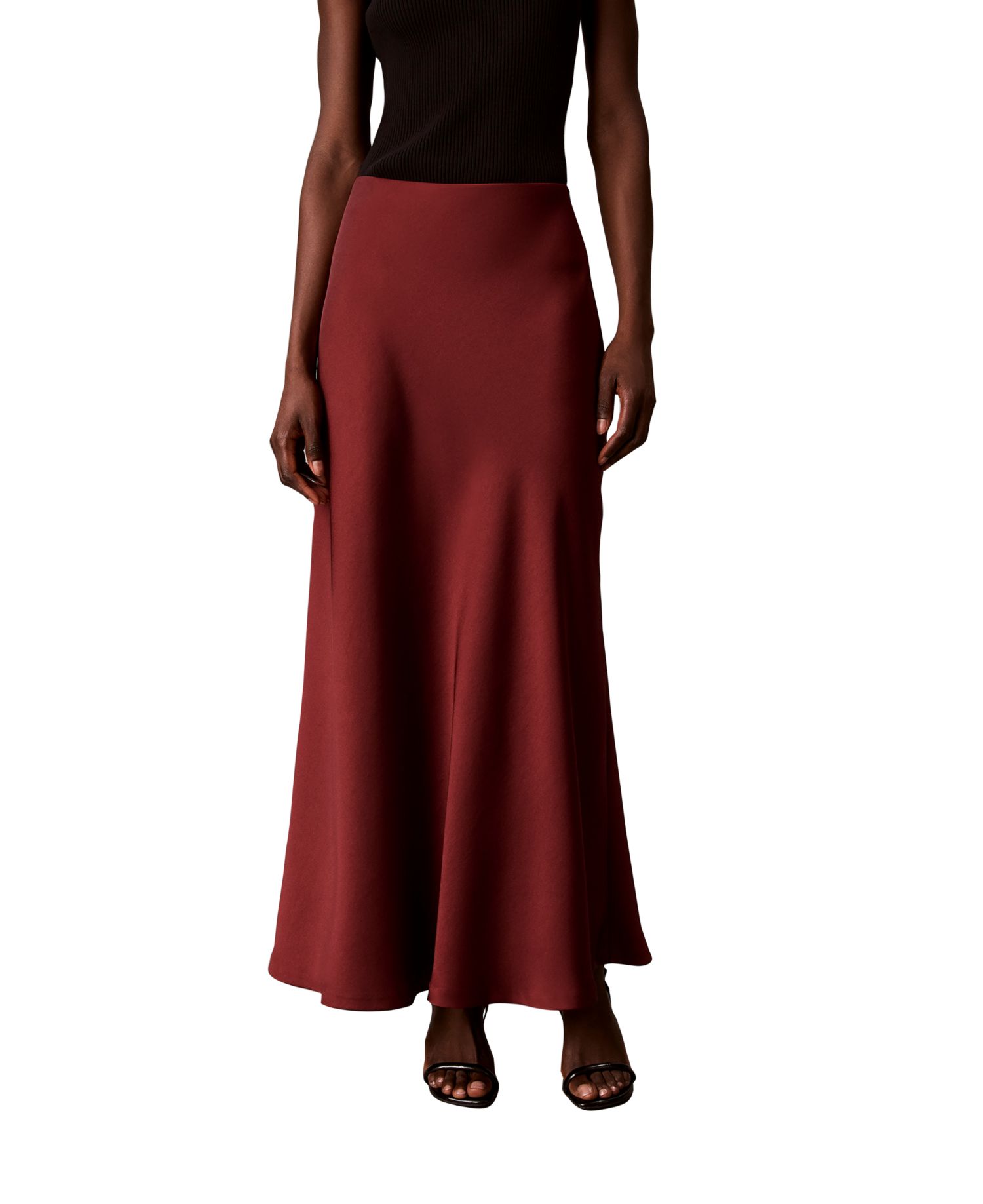 Petite Pull-On Satin Maxi Skirt