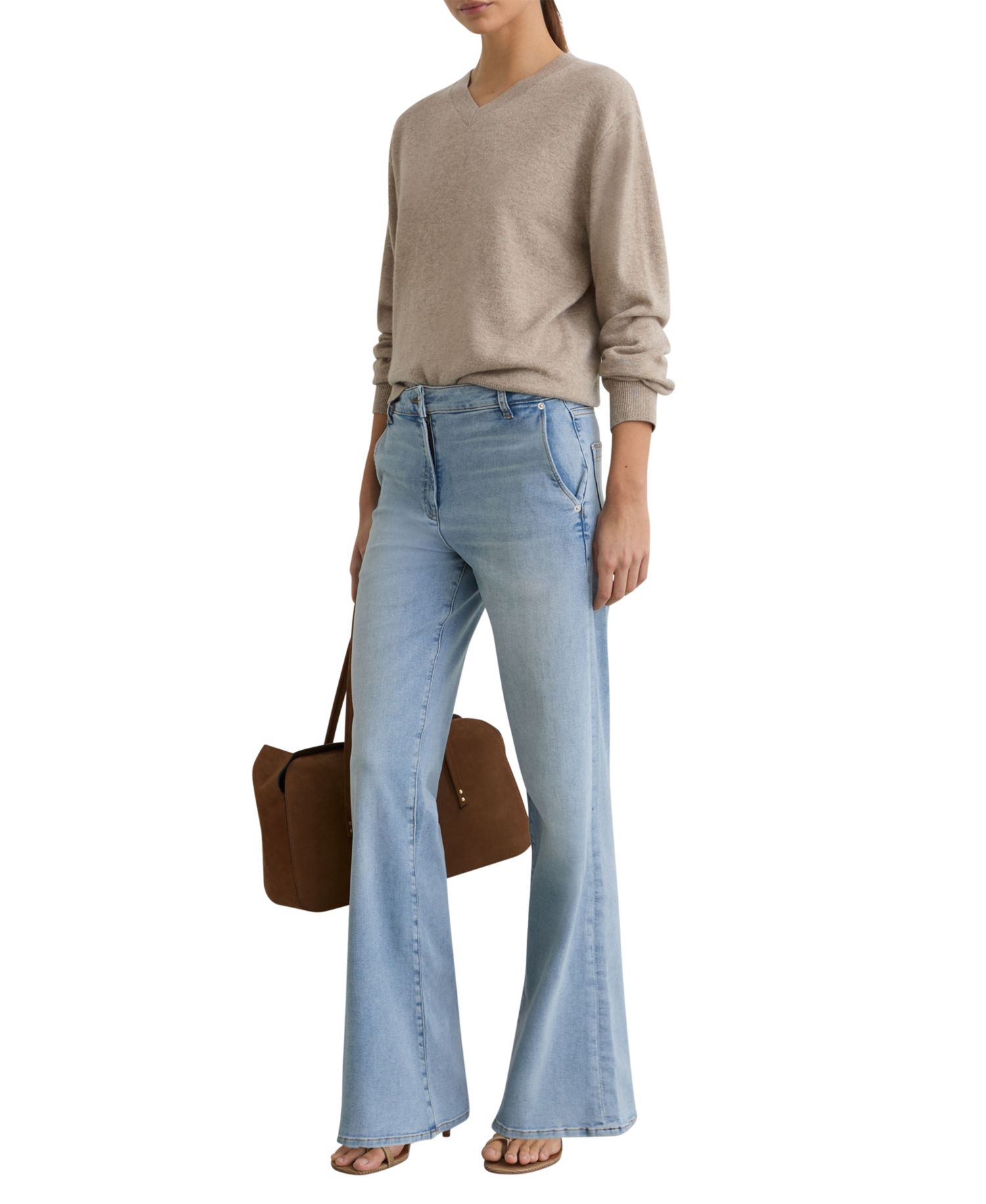 Petite Addie High-Rise Wide-Leg Light-Wash Denim Jeans