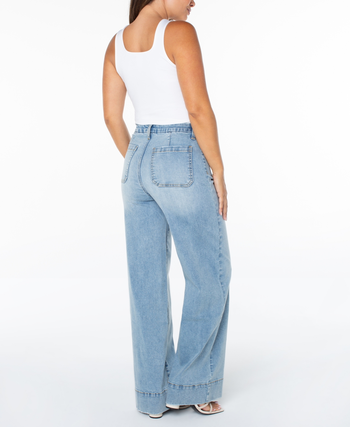 Celebrity Pink Juniors' High-Rise Wide-Leg Patch-Pocket Jeans